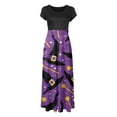 thumbnail image 4 of TIMIFIS Robes Maxi d'Halloween pour Femmes à Manches Courtes, Col Rond, Vintage, Halloween, Horreur, Citrouille Imprimée, Fête, Bal, Longue Robe Automne/hiver, 4 of 5