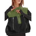 thumbnail image 4 of Sleeveless Fleece Sherpa Patchwork Vest Coat Women Winter Casual  Half Zipper Jacket Coat, 4 of 7