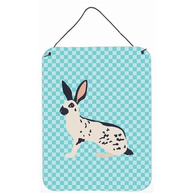 Carolines Treasures BB8135DS1216 English Spot Rabbit Impression Murale Ou de Porte à Carreaux Bleus
