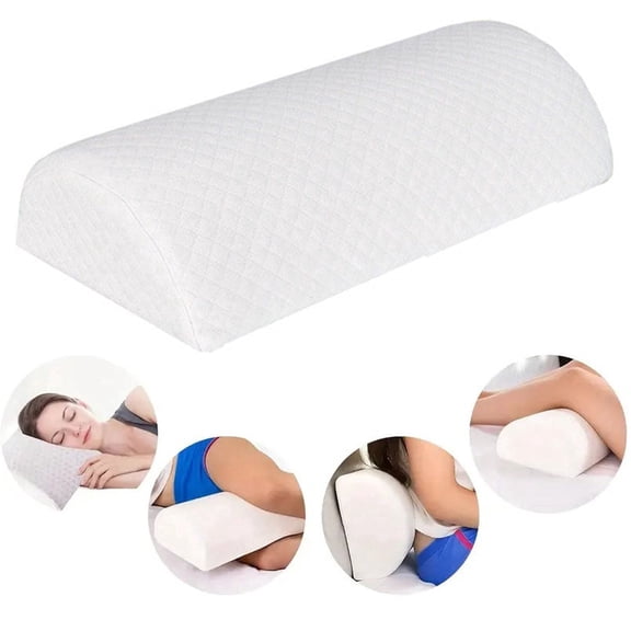 Knee and Leg Pillow for Pain Relief, Memory Foam Bolster Pillow for Sleeping, Ergonomic Orthopedic Leg Elevation Pillow for Back, Neck, and Waist Support - Half Moon Shape,White