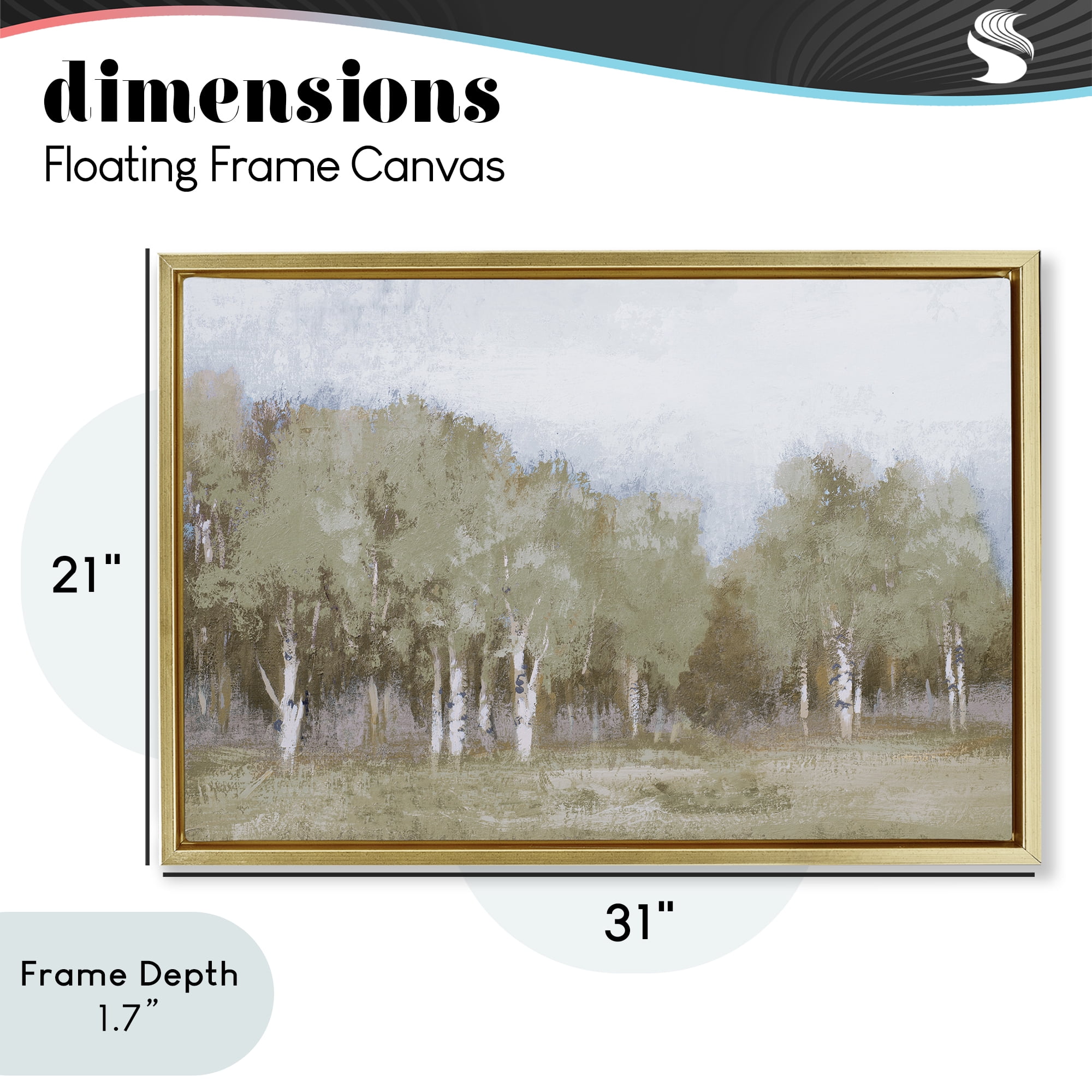 Stupell Industries Autumn Greens Tranquil Trees Gold Framed Floater Canvas Wall Art, design by Michael Marcon