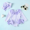 thumbnail image 2 of TOWED22 Infant Baby Girl One-Piece Swimsuit Long Sleeve Rash Guard for UPF 50+ Sun Protection Bathing Suit Purple,18-24 M, 2 of 6