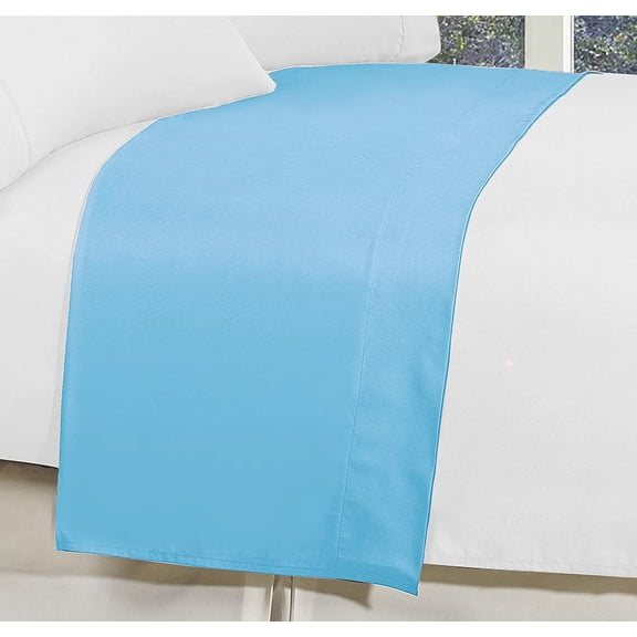 1500 Series Hospitality Flat Sheet 1-Piece Flat Sheet, Soft Top Sheet, 1 Piece Full, Aqua