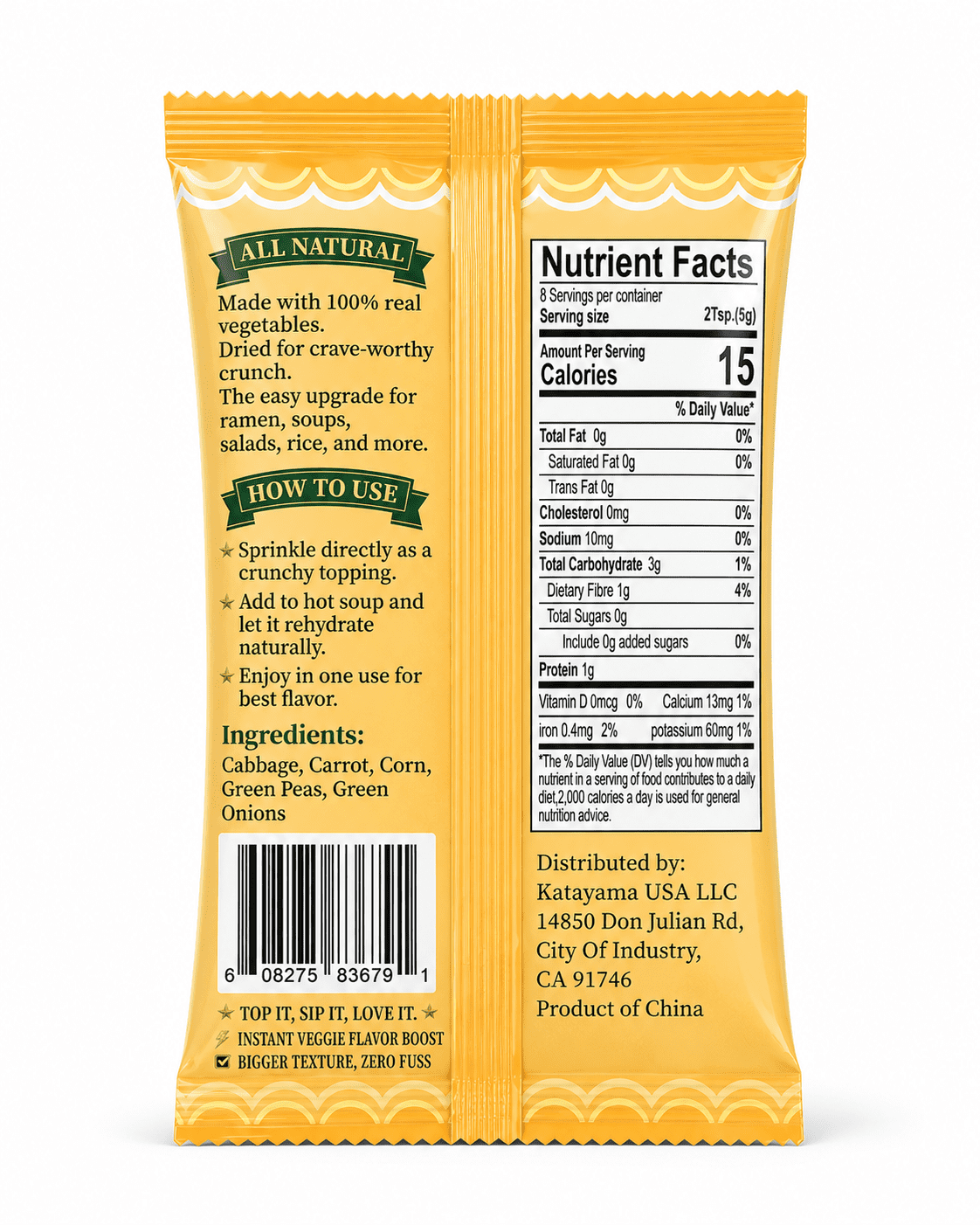 Katayama Ramen Topper Veggie Topping Mix Dried Vegetable Mix for Ramen, Noodles and Soup, 1.41 oz