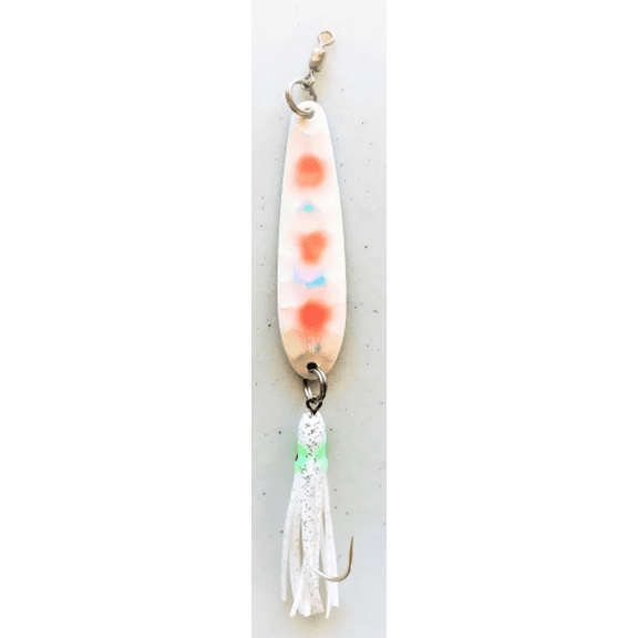 McOmie's 2 5/8" Lake Trout Glow Spoon w/ Hoochie Pearl Jam