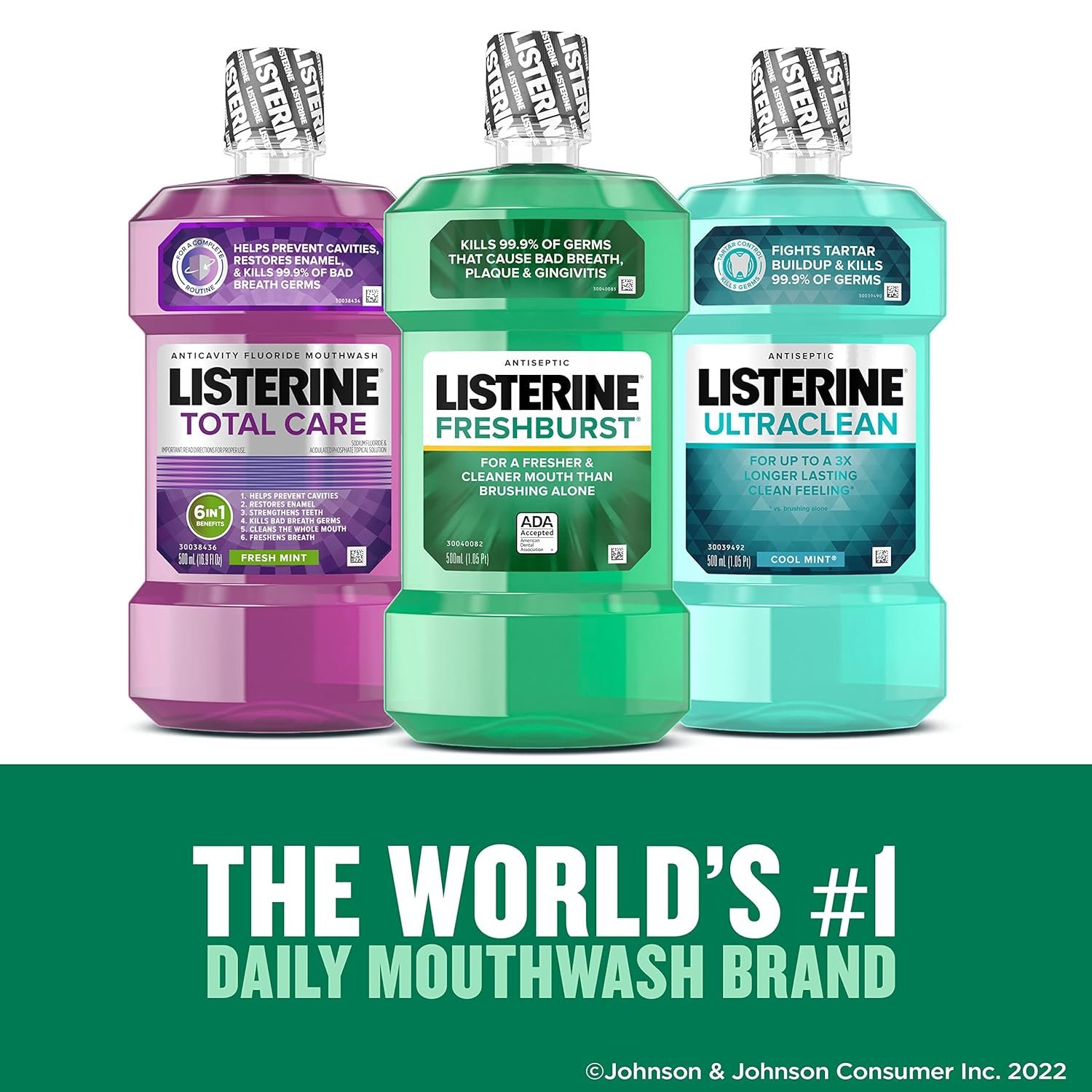 Listerine Freshburst Antiseptic Mouthwash for Bad Breath, 500 mL x 2 - image 5 of 8