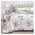 thumbnail image 2 of TiaGOC 7 Piece Bed in a Bag California King, Green Leaves Print on White Botanical Design, Microfiber Floral Bedding Comforter Set for All Season, 2 of 7
