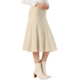 thumbnail image 4 of INSPIRE CHIC Women's High Waist Skirt Herringbone Knit Pattern Midi Skirt M Apricot, 4 of 6