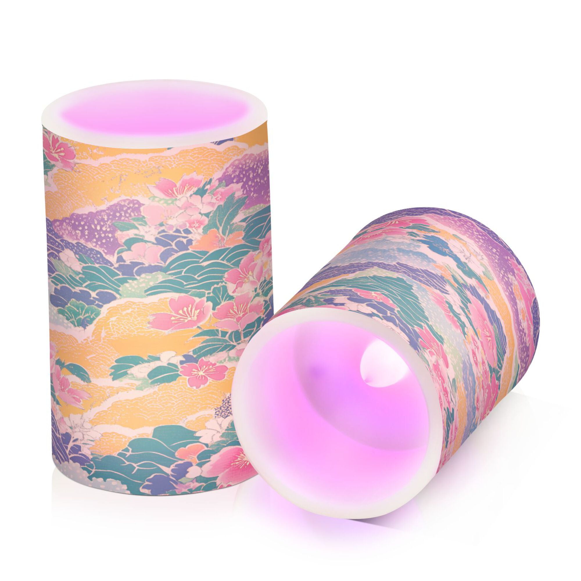 Yayeee Flameless Candles with Remote Flickering Battery Operated Multi Color Changing, Yellow Floral Wave