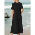 thumbnail image 3 of SANOPY Women's Basic Summer Maxi T-shirt Dress Casual Short Sleeves Crewneck Beach Vacation A-Line Long Dress with Pockets, 3 of 6