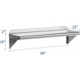 thumbnail image 3 of Stainless Steel Shelf 36"x12" Wall Mounted,Commercial Shelving, Floating Shelving, Metal Shelves, Heavy Duty Storage Rack for Kitchen, Garage and Utility Room, 3 of 6