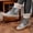 Gray, variant on YOUYEDIAN Boots for Women Fall Winter Versatile Patchwork Design Fashion Strap Platform Round Toe Ankle Booties Casual Warm Comfy Flat Walking Shoes