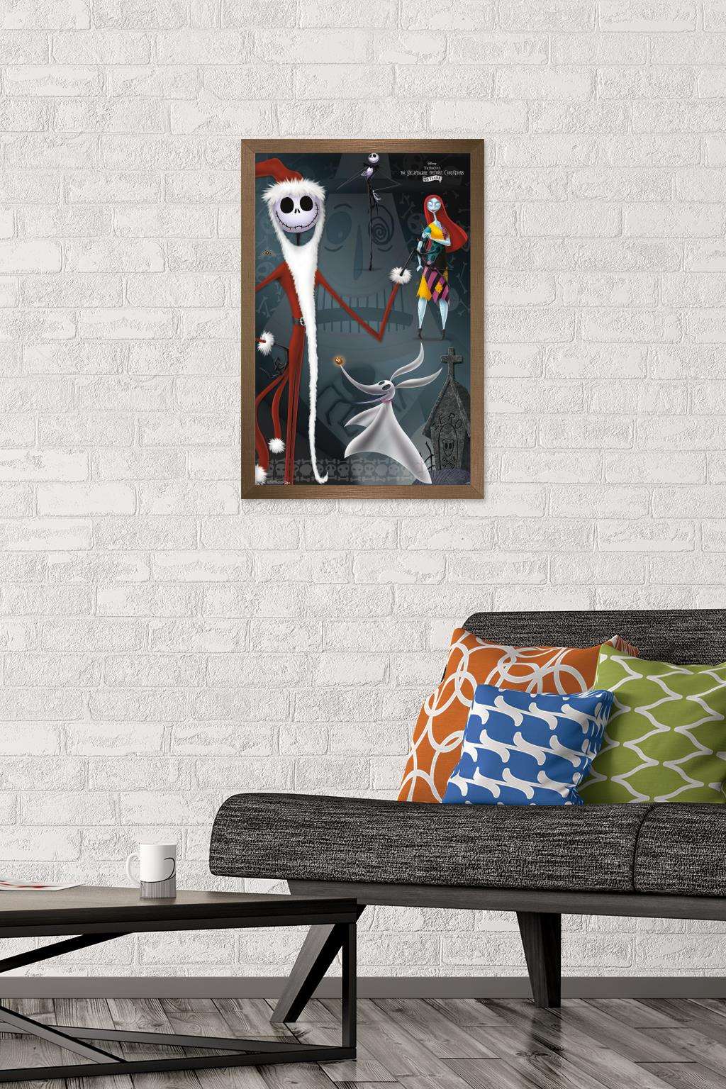 Disney Tim Burton's The Nightmare Before Christmas - Collage Wall Poster, 14.725" x 22.375", Framed