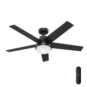 Hunter 52 inch Indoor Ceiling Fan with LED Light and Remote Control - Black Modern Smart Ceiling Fan, Standard Mount, 5 Blades, For Bedroom, Living Room, or Kitchen, Quiet- Aerodyne 51314, Matte Blac