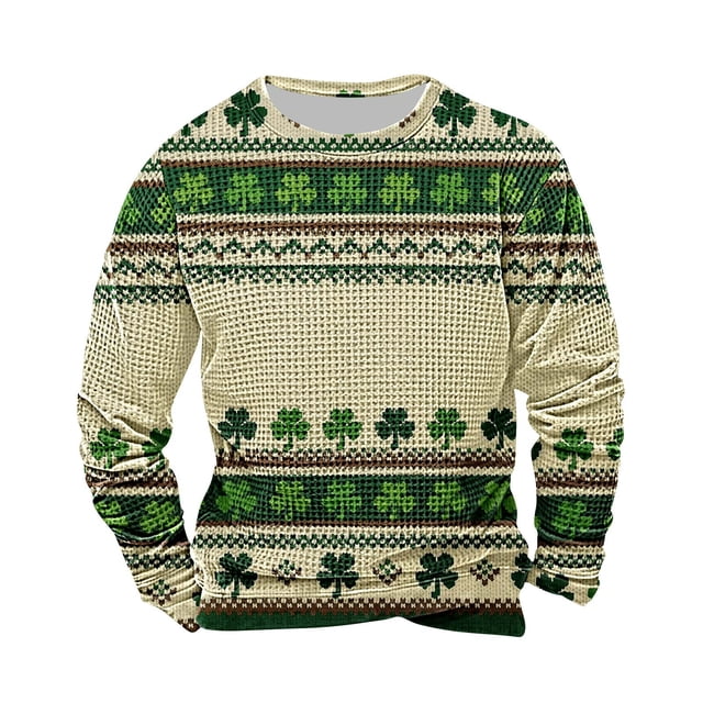 Tops para Mujeres Otoño de Moda con Impresión Del Día de San Patricio, Suelto Cuello Redondo Sudadera de Manga Larga para el Trabajo Informal