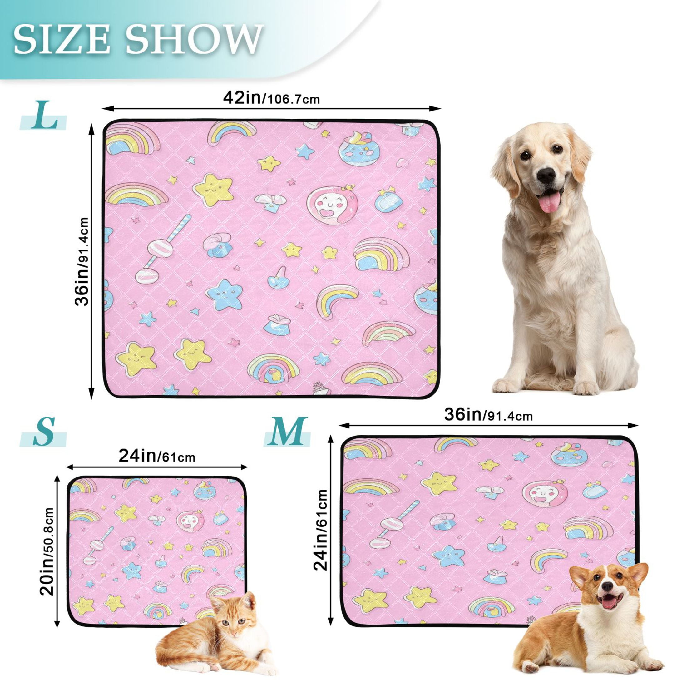 Qxltty A Pattern Of Kawaii Candy and Stars Cat litter Pads Pet Set of 2 Diaper Mats Center Anti-leakage Layer Absorbent Soft and Comfortable