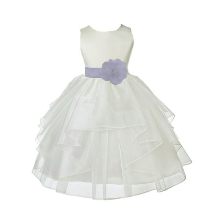 

Ekidsbridal Formal Satin Shimmering Organza Ivory Flower Girl Dress Bridesmaid Wedding Pageant Toddler Recital Easter Communion Graduation Reception Ceremony Birthday Baptism Occasions 4613t