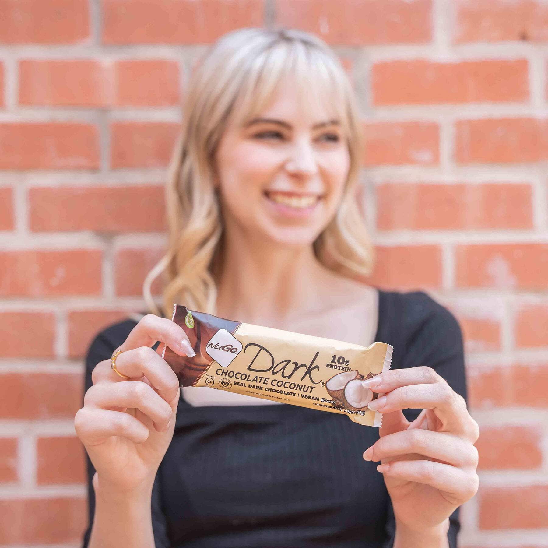 NuGo Dark Chocolate Coconut, 10g Vegan Protein, Gluten Free, 12 Count