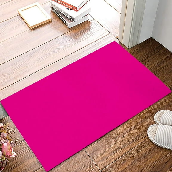 Door mat Solid Entrance Floor Mat Personalized Doormat Pink Welcome Door Mat Low Profile Non Slip Entry Rugs for Bathroom Kitchen Home Front Decor 17x30inch.