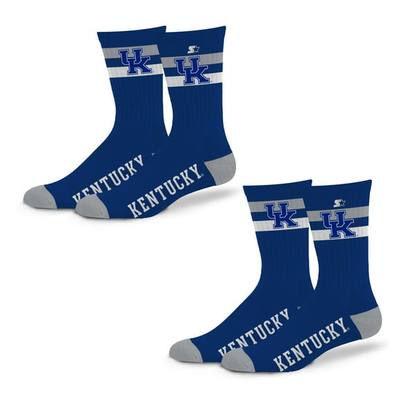Unisex Starter Kentucky Wildcats Team Color 2-Stripe 2-Pack Crew Socks Set