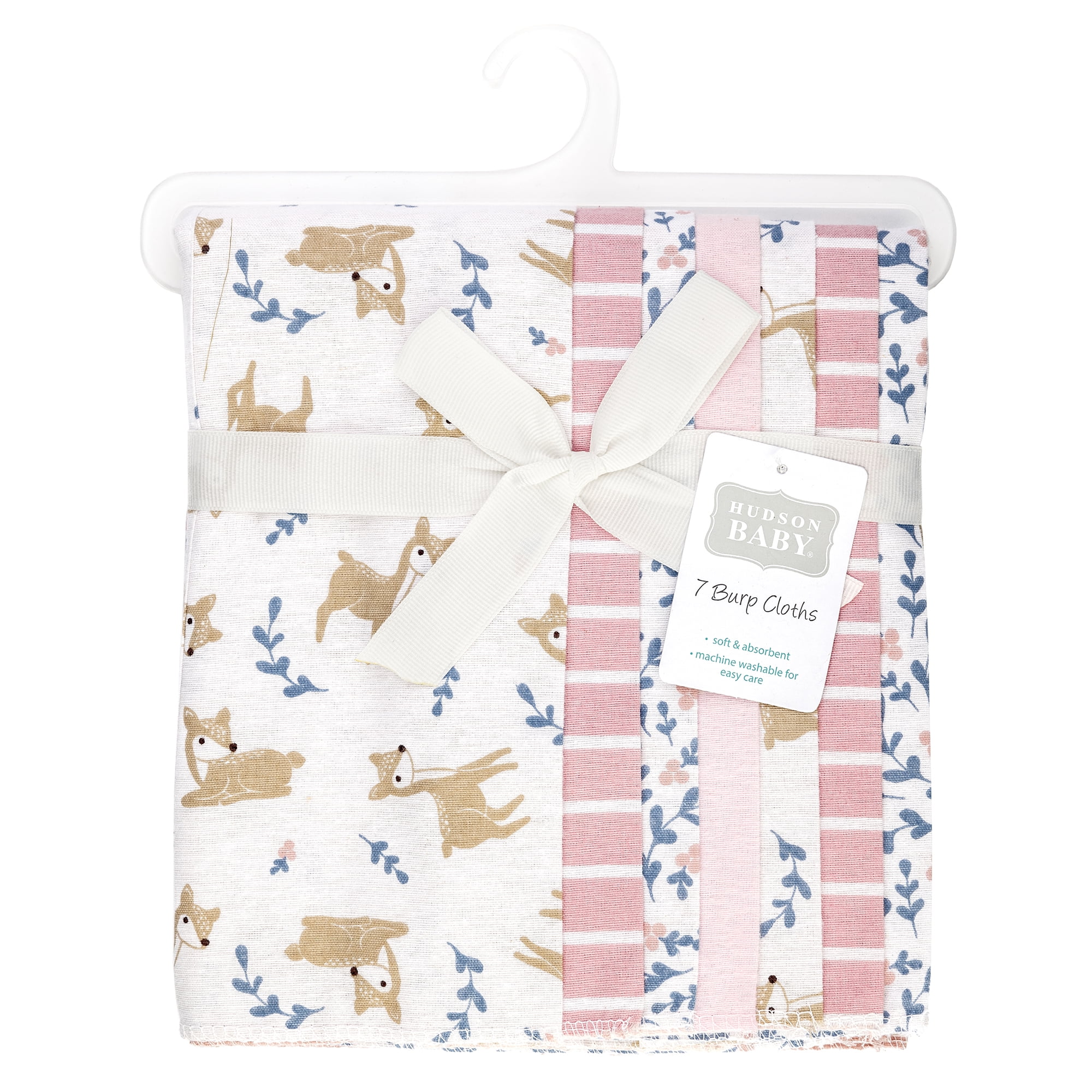 Hudson Baby Unisex Baby Cotton Poly Flannel Burp Cloths, Loves Me Deerly, One Size