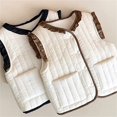 thumbnail image 6 of Xdegoge Quilted Vest for Girls Button Down V Neck Jacket Sleeveless Fleece Lined Warm Jackets Fall Winter Cute Lightweight Outerwear with Pockets Size 3-13, 6 of 10