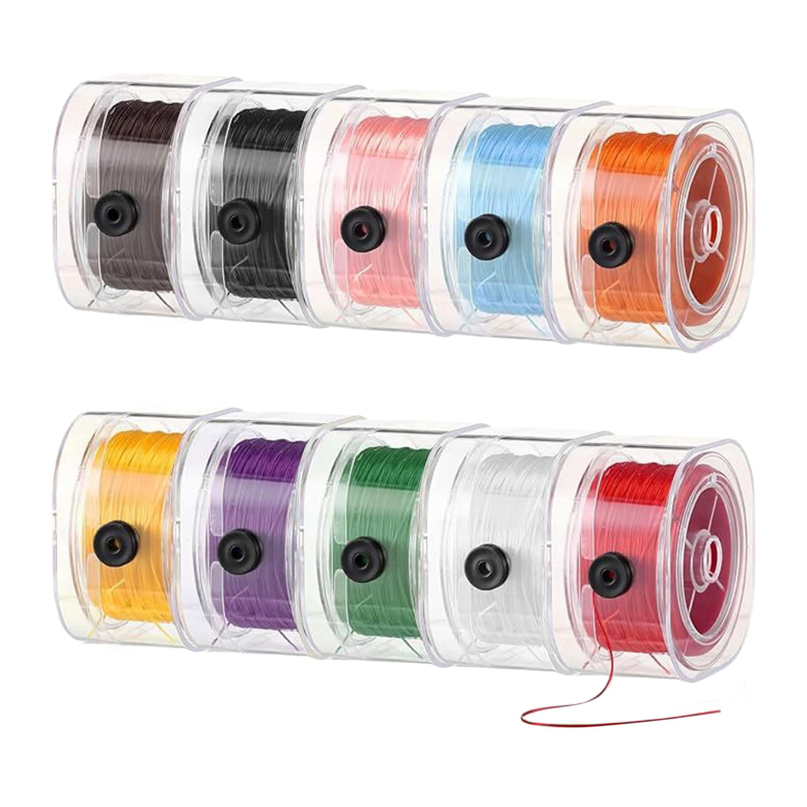 HILABEE 10Pcs 0.8mm Elastic String Cords for Bracelets Elastic Beading Cords Beads Stringing Stretch Threads 90M Length Elastic Cords