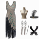 thumbnail image 3 of Vestido de moda para mujer con lentejuelas de pavo real de los años 20, elegante vestido estilo flapper con borlas y flecos de pavo real, vestido de noche para fiesta de los años 20, 3 of 5