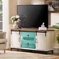 thumbnail image 2 of WAMPAT Colorful Lights Farmhouse TV Stand with Sliding Barn Door, Farmhouse Entertainment Center Table with Storage Cabinet for TV Up to 75 Inch, Wood Console Table for livingroom Bedroom,58 inches, 2 of 10
