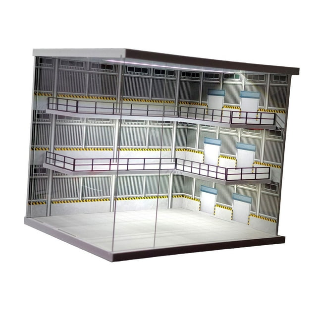 Vitrina para diorama de coche a escala 1/64 con iluminación, alimentación USB, a prueba de polvo, 28x23x23cm, transparente. Estilo A