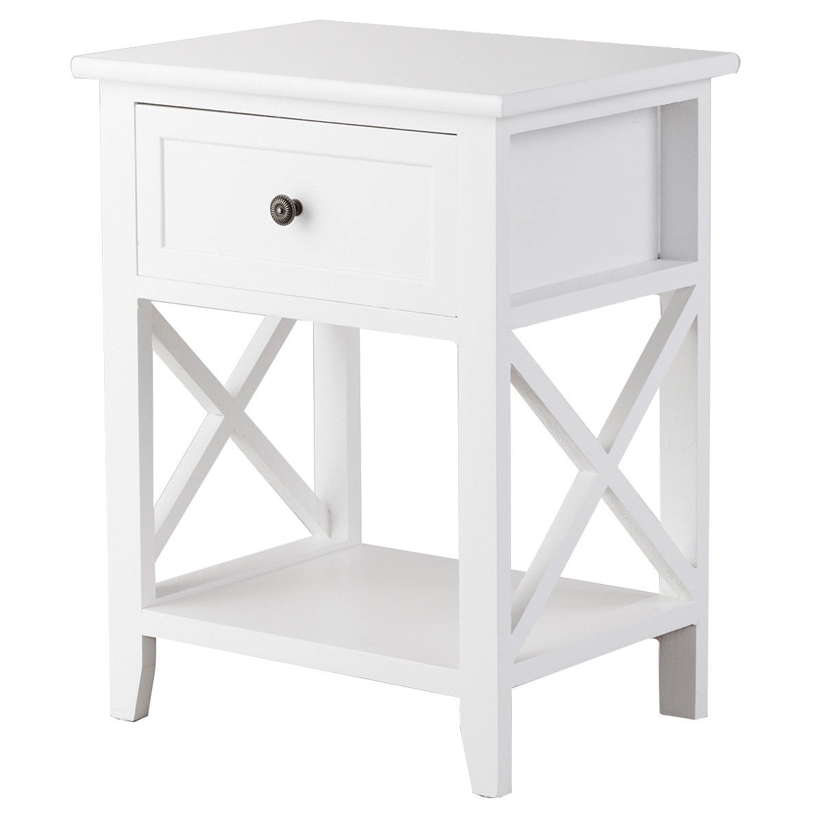 Costway End Bedside Table Nightstand Drawer Storage Room Decor W Costway End Bedside Table Nightstand Drawer Storage Room Decor W Bottom Shelf White Com