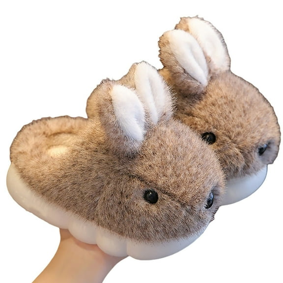 Luogg Girls Slippers Winter Warm Shoes For Kids Cozy Indoor Outdoor Soft Fleece Lined Children's Booties With Heel Cover girls fuzzy slippers Size 25