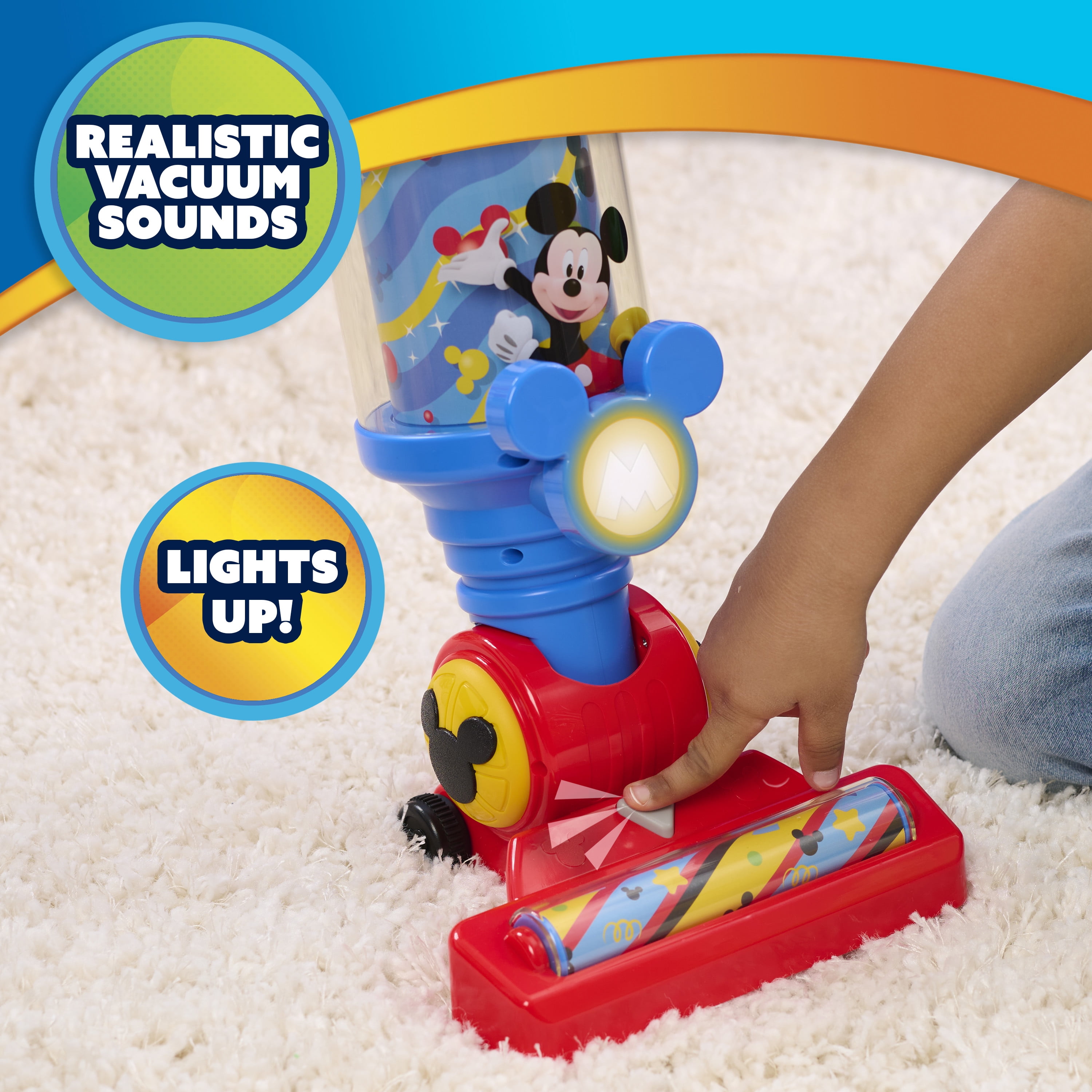 Disney Jr. Mickey Mouse Clubhouse 24-inch Rev-Up Vacuum with Lights & Sounds, Kids Ages 3 and up
