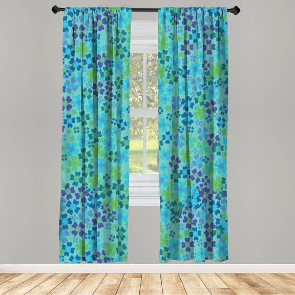Ambesonne Flower Curtains, Lilac Blossoms in Spring Art, Pair of 28"x63", Jade Green