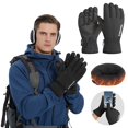 thumbnail image 2 of Reayehane Winter Black Leather Gloves,Screen Leather Warm Gloves, Suitable For Running, Driving And Cycling (Multi-Color ), 2 of 4