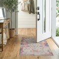 thumbnail image 2 of ODIKA 2'x3' Washable Throw Rug Pink Dusty Blue Boho Southwestern Design Faded Diamond Lattice with Zigzag Stripes for Hallway, Study Room, Non-Slip Low Profile, Flatwoven, 2 of 7