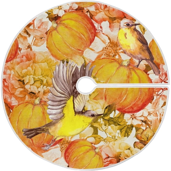 FMSHPON Thanksgiving Pumpkins Xmas Christmas Tree Skirt Stand Mat for Holiday Party Decoration Indoor Outdoor 36 inches