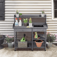 thumbnail image 2 of Alden design Wooden Potting Bench with Sink Drawer & 2 Shelves for Garden, Gray, 2 of 7