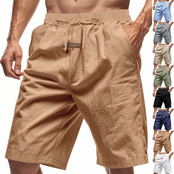 Men’s Cotton Linen Casual Shorts Beach Vacation Sports Cool Summer Bottoms