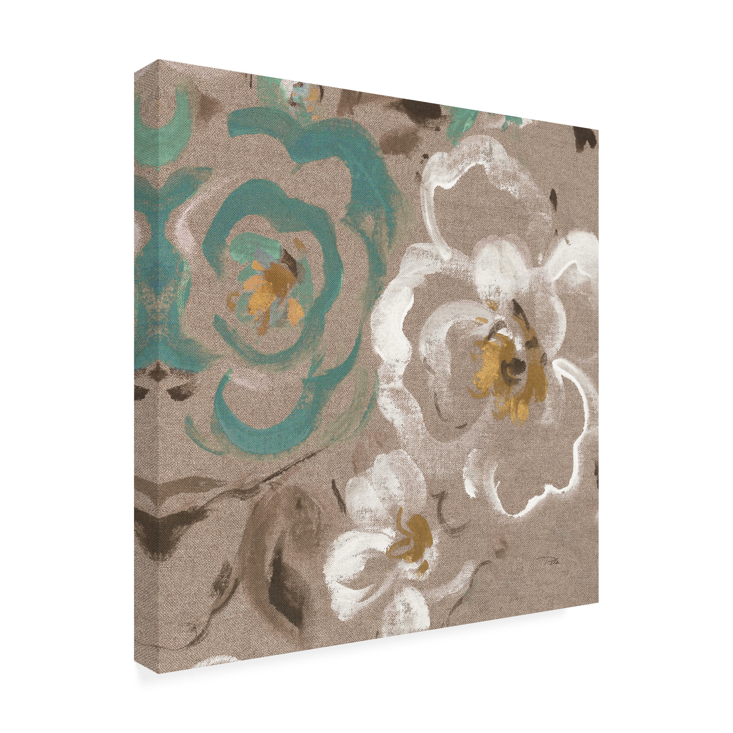 Trademark Fine Art 'Brushed Petals III Teal' Canvas Art by Pela