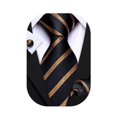 thumbnail image 1 of Conjunto de corbatas Barry.Wang Classic Stripe Green con gemelos, 1 of 7