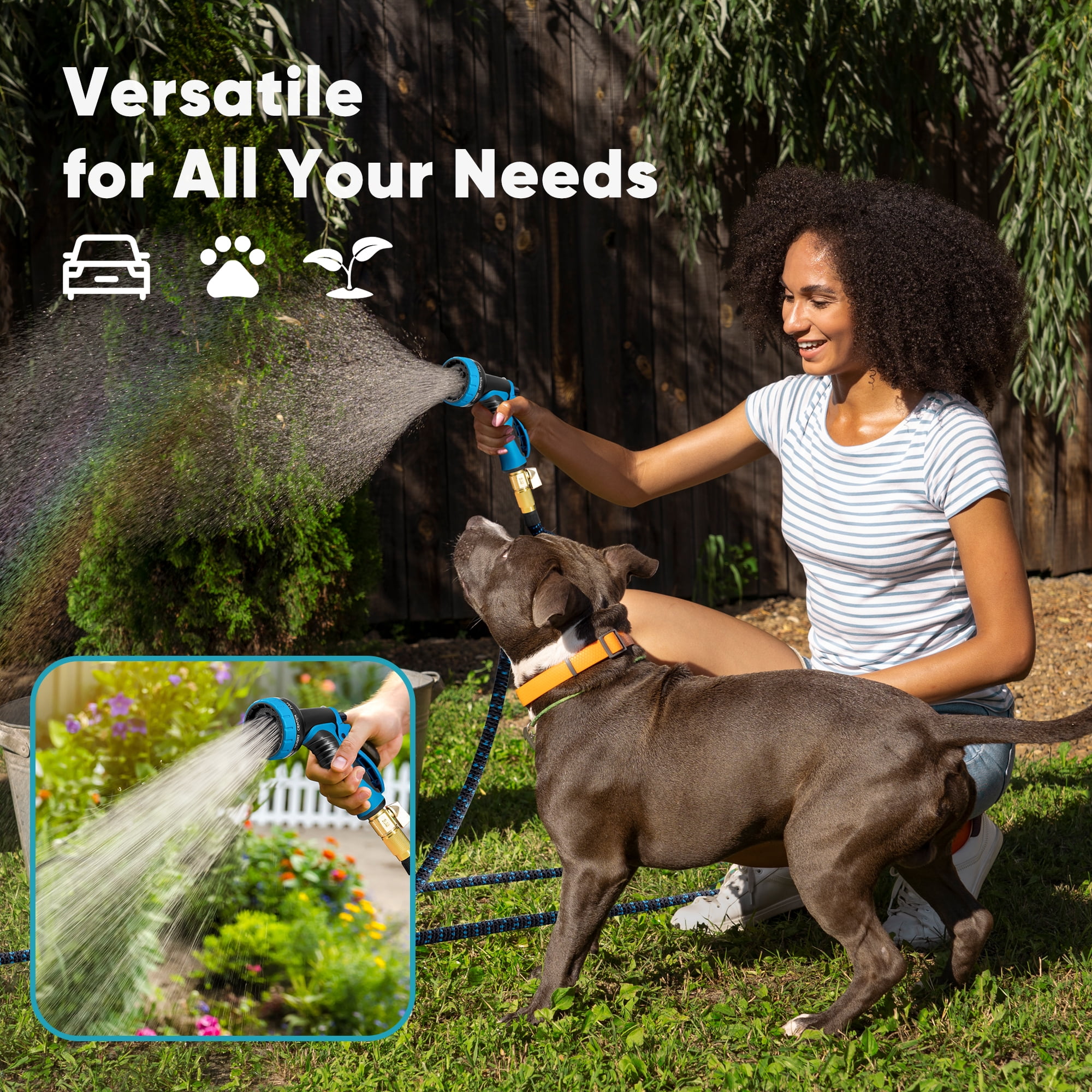 PortableOut 100ft Expandable Flexible Garden Water Hose, 10 Spray Nozzle, Outdoor, Yard, Car Wash
