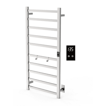 Topdattion Electric Towel Warmer | Super Thin | Hardwired & Plug-in | 10 Bar Brushed