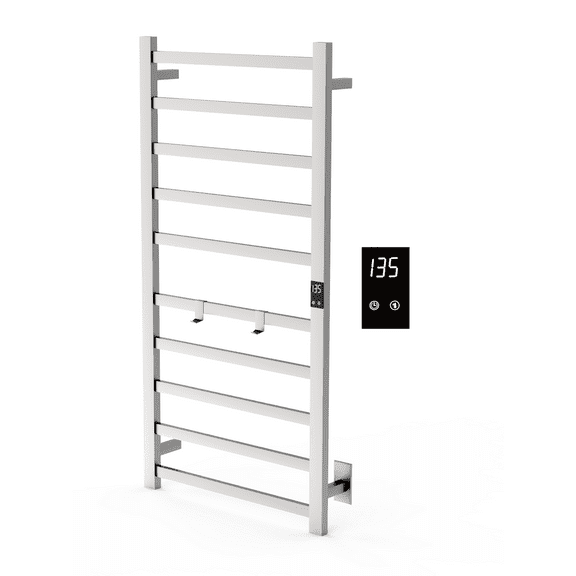 Topdattion Electric Towel Warmer | Super Thin | Hardwired & Plug-in | 10 Bar Brushed