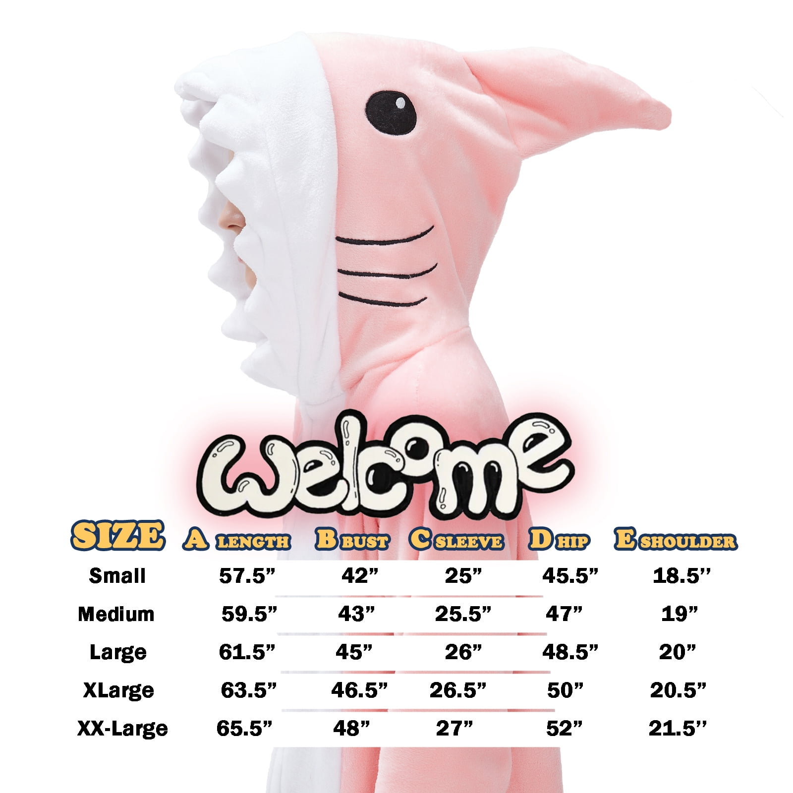 SWEETXIN Adult Halloween One-Piece Pajamas Shark Cosplay Costume Suit for Women and Men SizeXXL