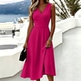 thumbnail image 3 of YuXingFu Cotton Dresses for Women Plus Size Maxi V-Neck Plus Size Womens Dress Sleeveless Flowy Long Casual Summer Hot Pink M, 3 of 7