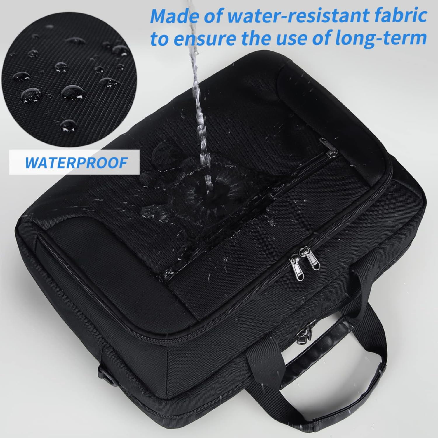 Laptop Bag 17.3 Inch Laptop Briefcase Large Waterproof Laptop Case for Men Women Business Office Work Computer Bag 17 Inch Adjustable Shoulder Messenger Bag,Black