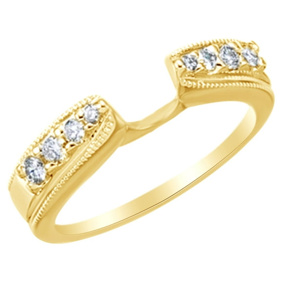 AFFY White Natural Diamond Wrap Style Enhancer Ring in 14k Yellow Gold Ring Size : 4