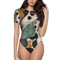 thumbnail image 1 of Fotbe Abstract Dalmatian Art Body de Mujer con Cuello Redondo y Mangas Cortas, Sin Mangas Ajustado, Suave, Cómodo y Básico-Large, 1 of 7