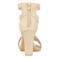 thumbnail image 3 of BLISSFUL STEP Women Crisscross Ankle Strap Block Heel Sandals Beige 6, 3 of 6
